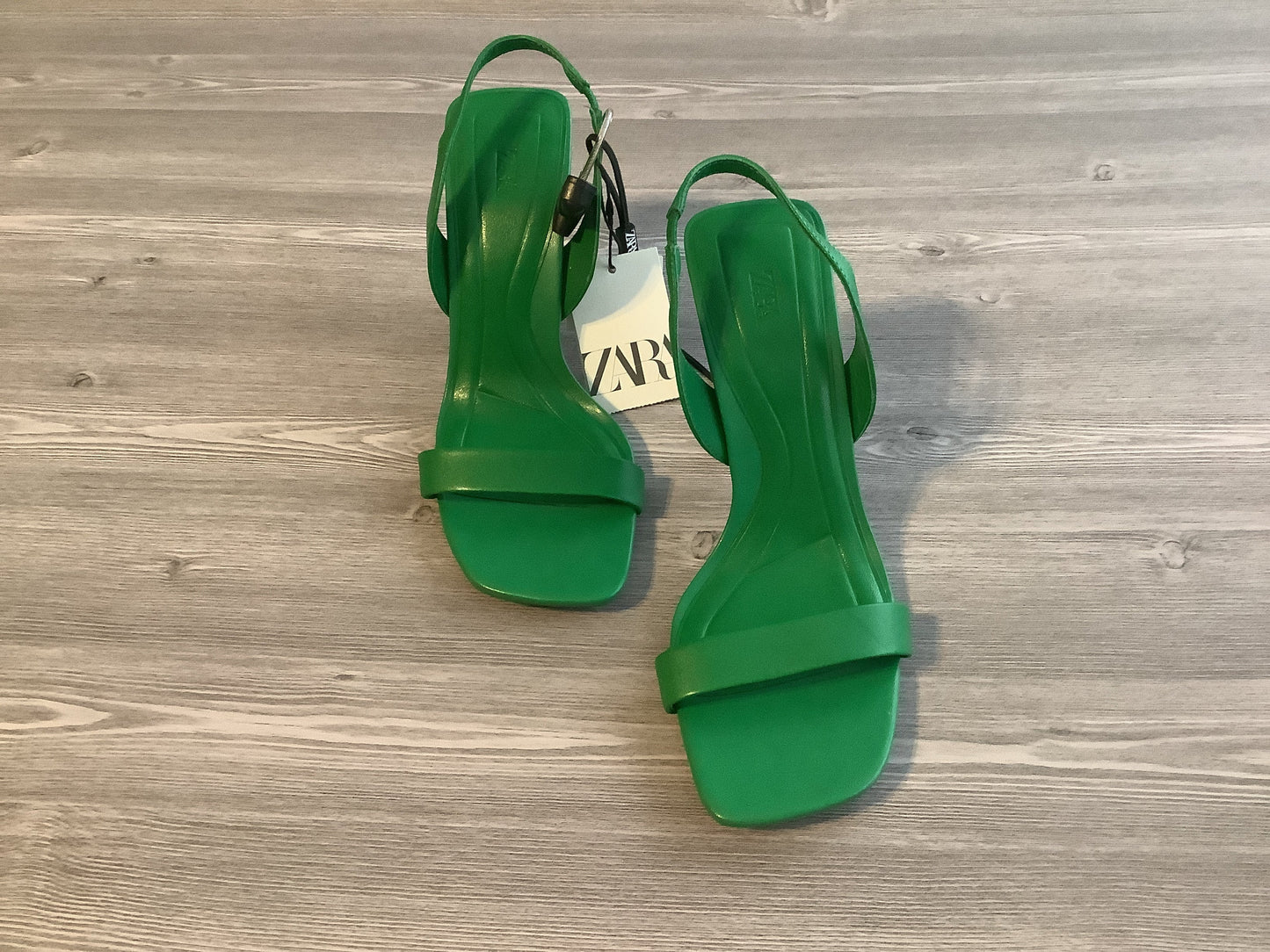 Green Shoes Heels Stiletto Zara, Size 8