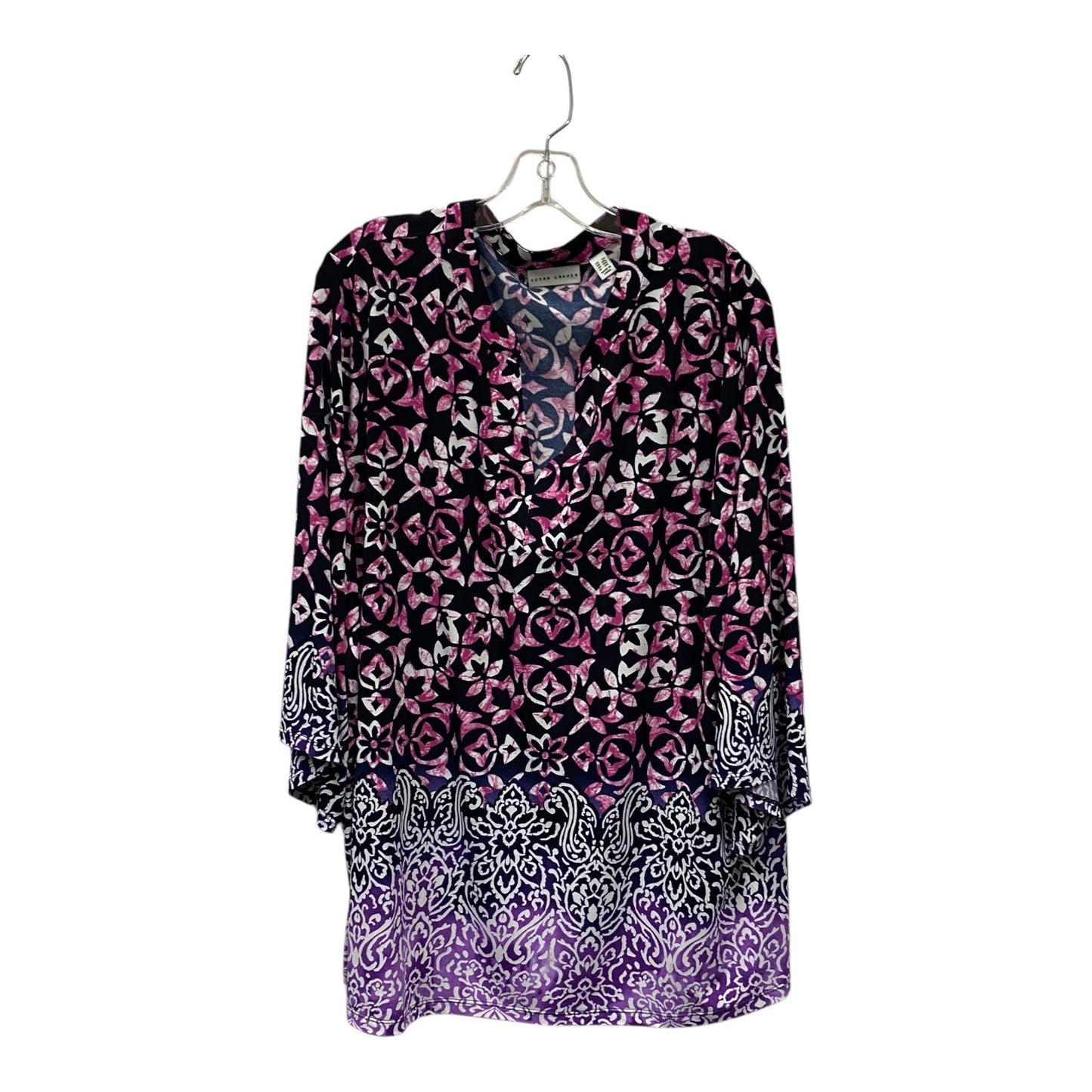 Top Ls By Susan Graver In Black & Pink, Size:2X