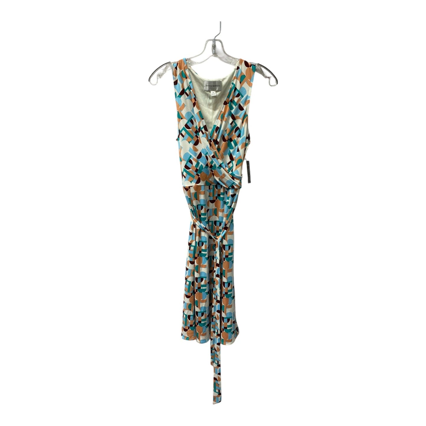 Dress Casual Short By Donna Morgan In Blue & Orange, Size:L