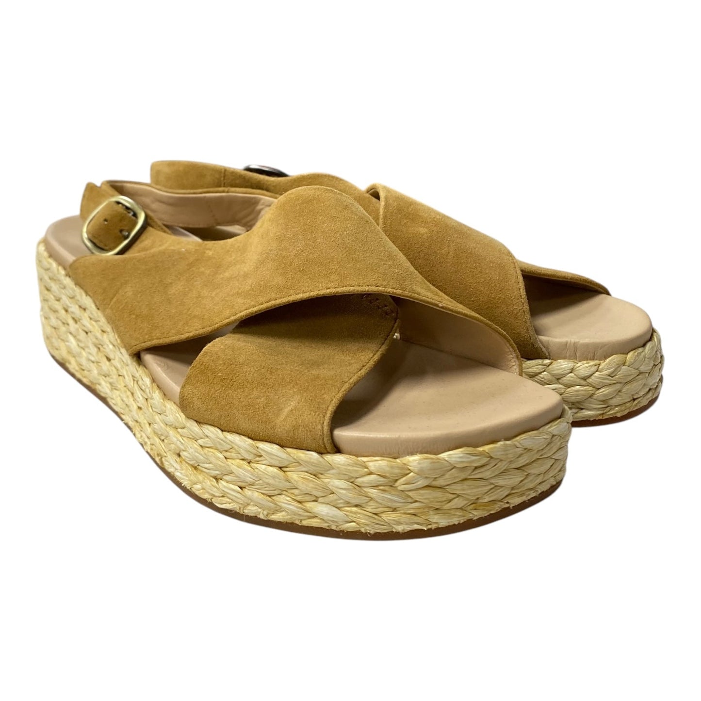Sandals Heels Platform By Clarks In Tan, Size:9.5