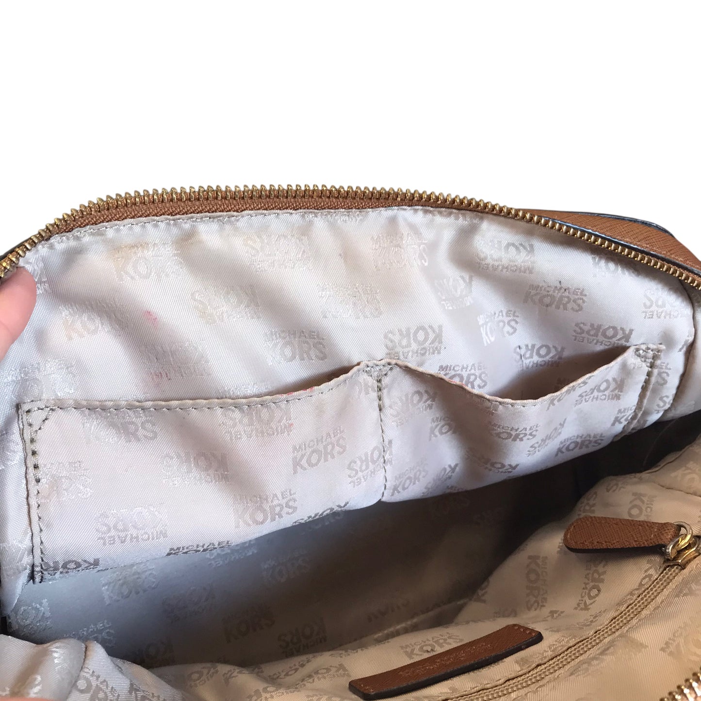 Handbag Designer By Michael Kors In Tan, Size:Medium