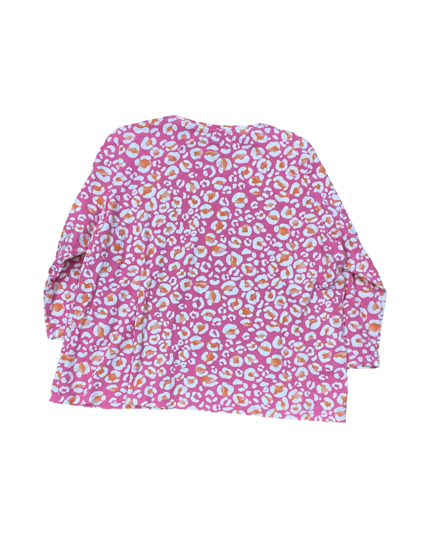 Top 3/4 Sleeve By Kim Rogers In Pink & White, Size:Xl