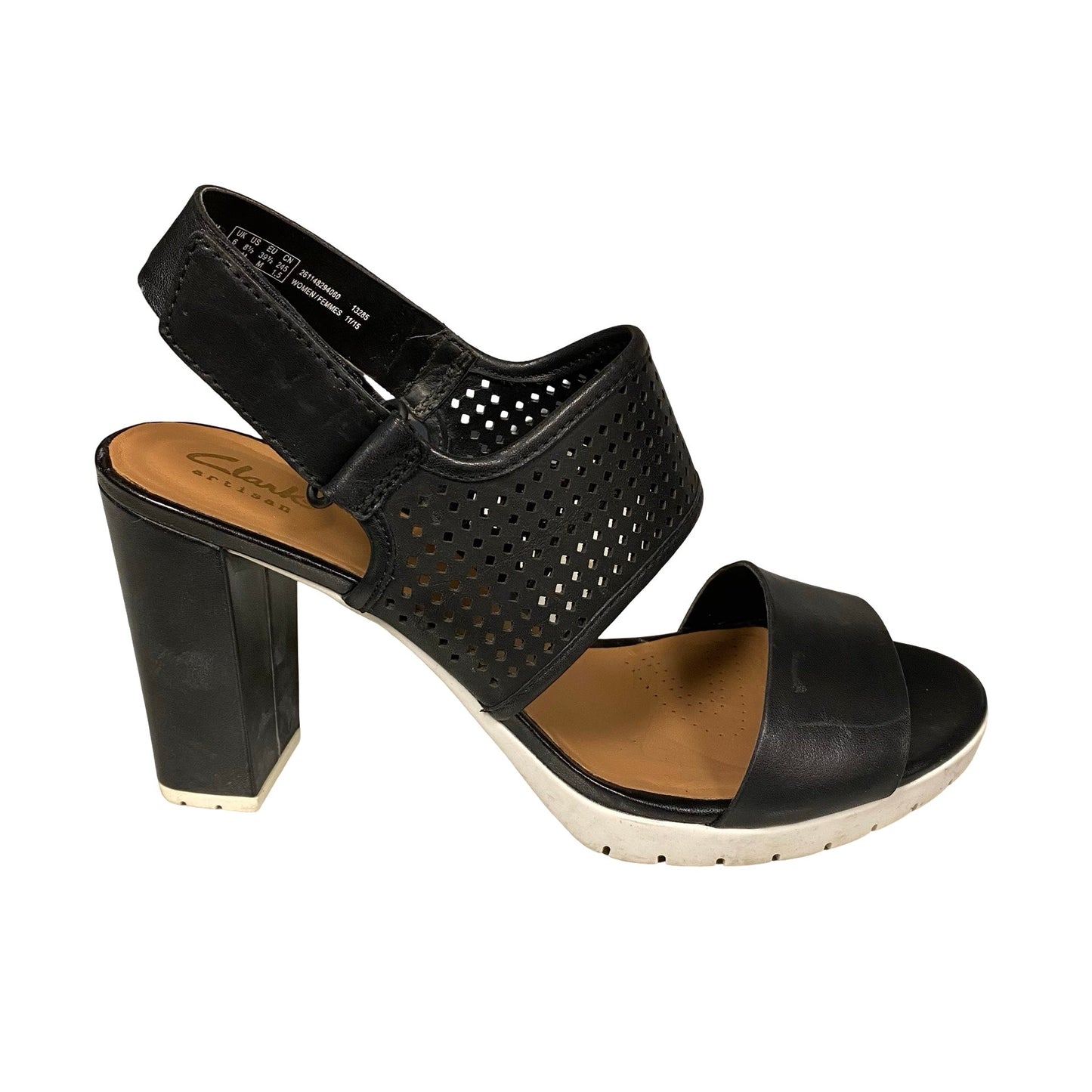 Sandals Heels Block By Clarks In Black, Size:8.5