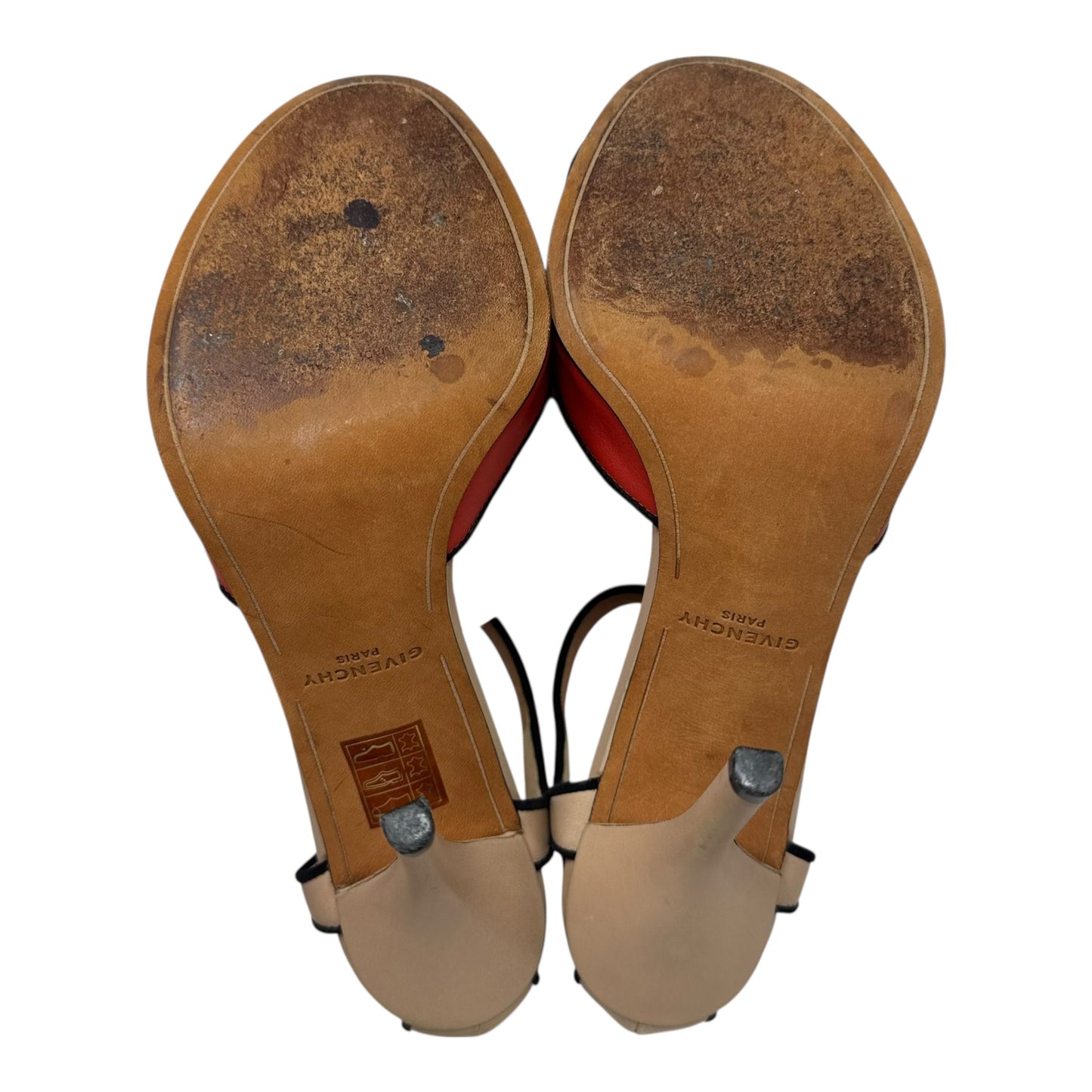 SS 2012 RTW Collection Leather Colorblock Ankle Strap Stiletto Sandals Luxury Designer By Givenchy In Cream, Size: 8 (EU 38.5)