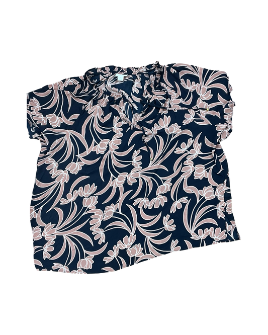 Top Sleeveless By Liz Claiborne In Blue & Pink, Size:2X