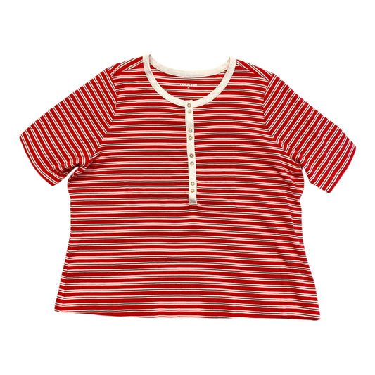 Top Ss By Lands End In Pink & White, Size:2X