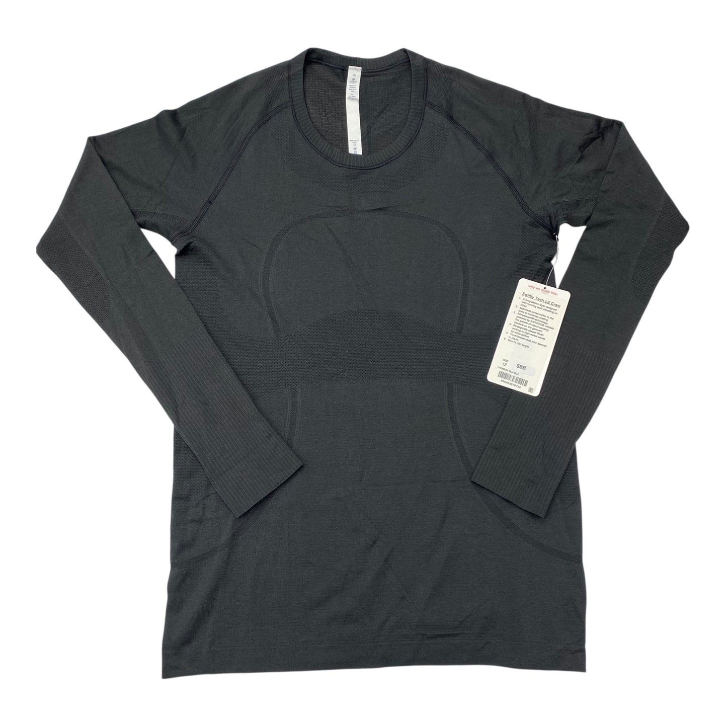 Athletic Top Ls Crewneck By Lululemon In Black, Size:12