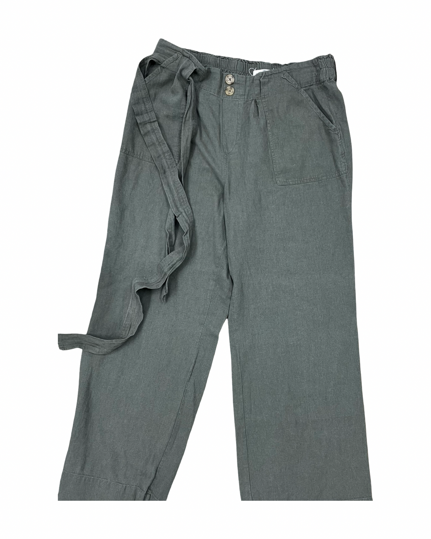 Pants Linen By Mason & Belle In Green, Size:Xl