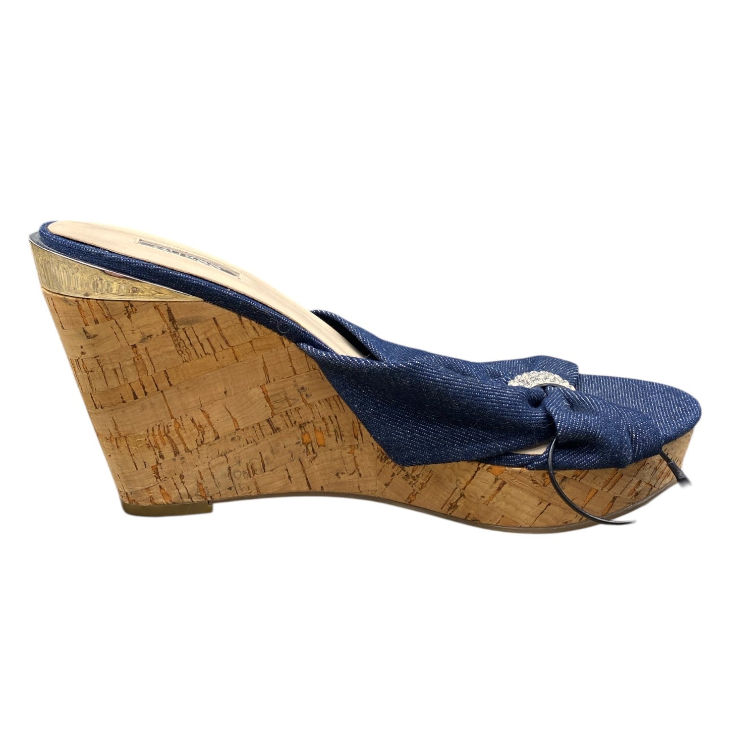 Shoes Heels Wedge By Guess In Blue Denim, Size:9.5