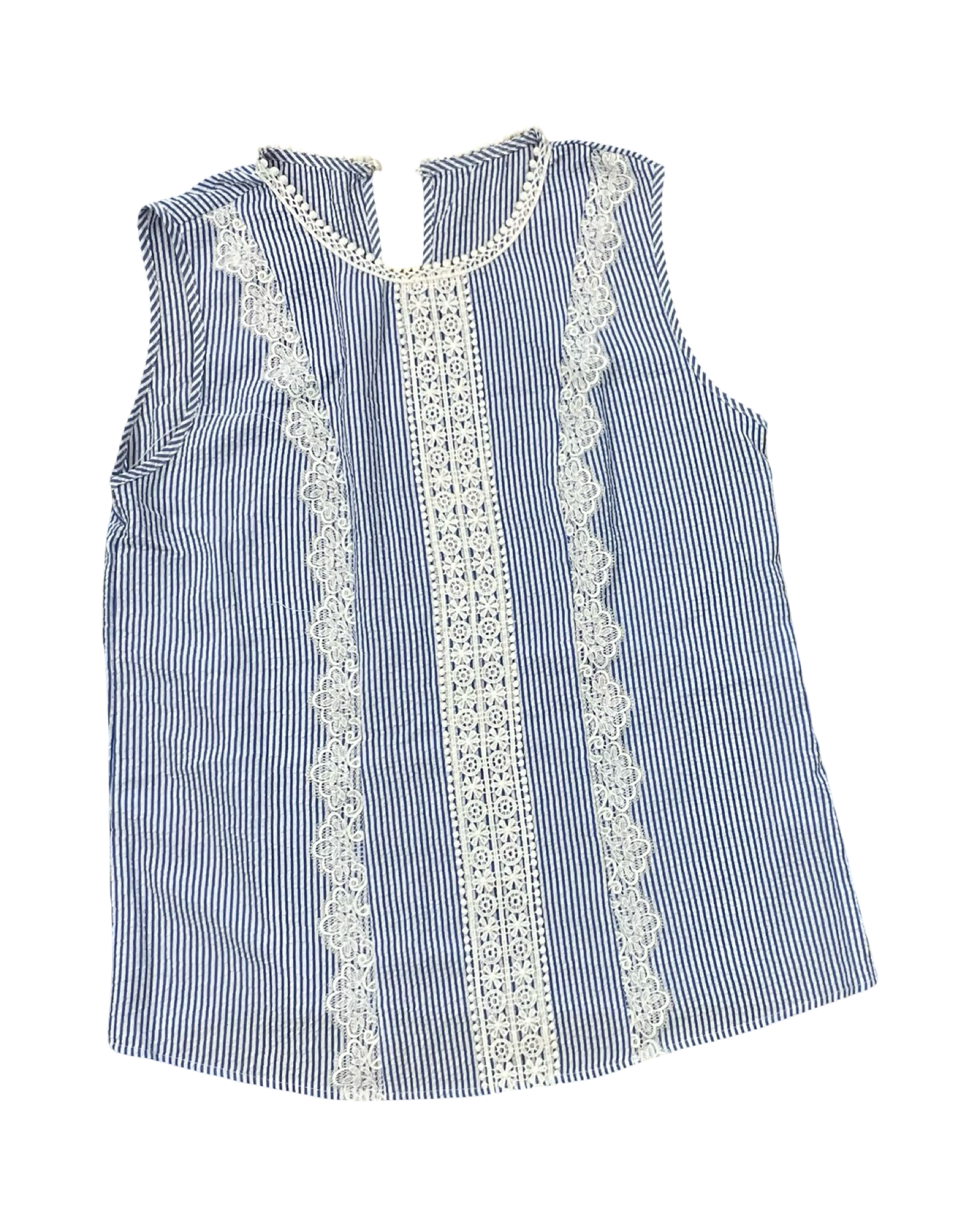 Top Sleeveless By Clothes Mentor In Blue & White, Size:L