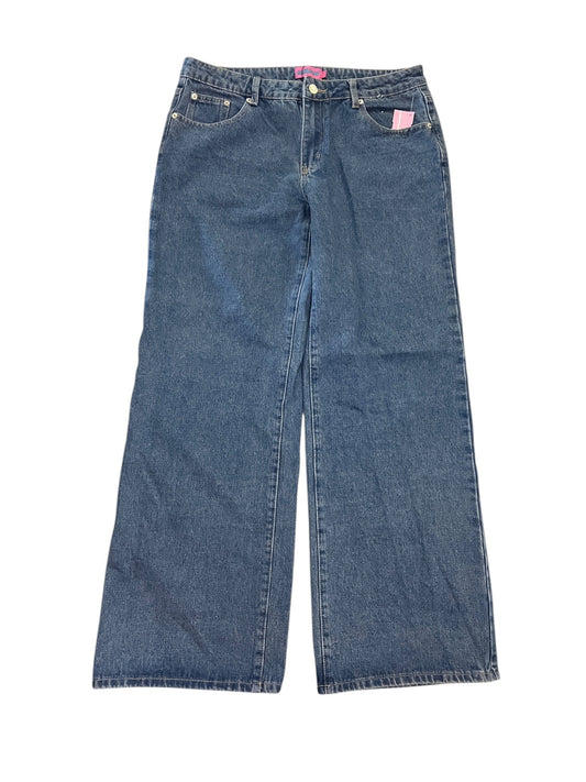 Jeans Wide Leg By Edikted In Blue Denim, Size:12