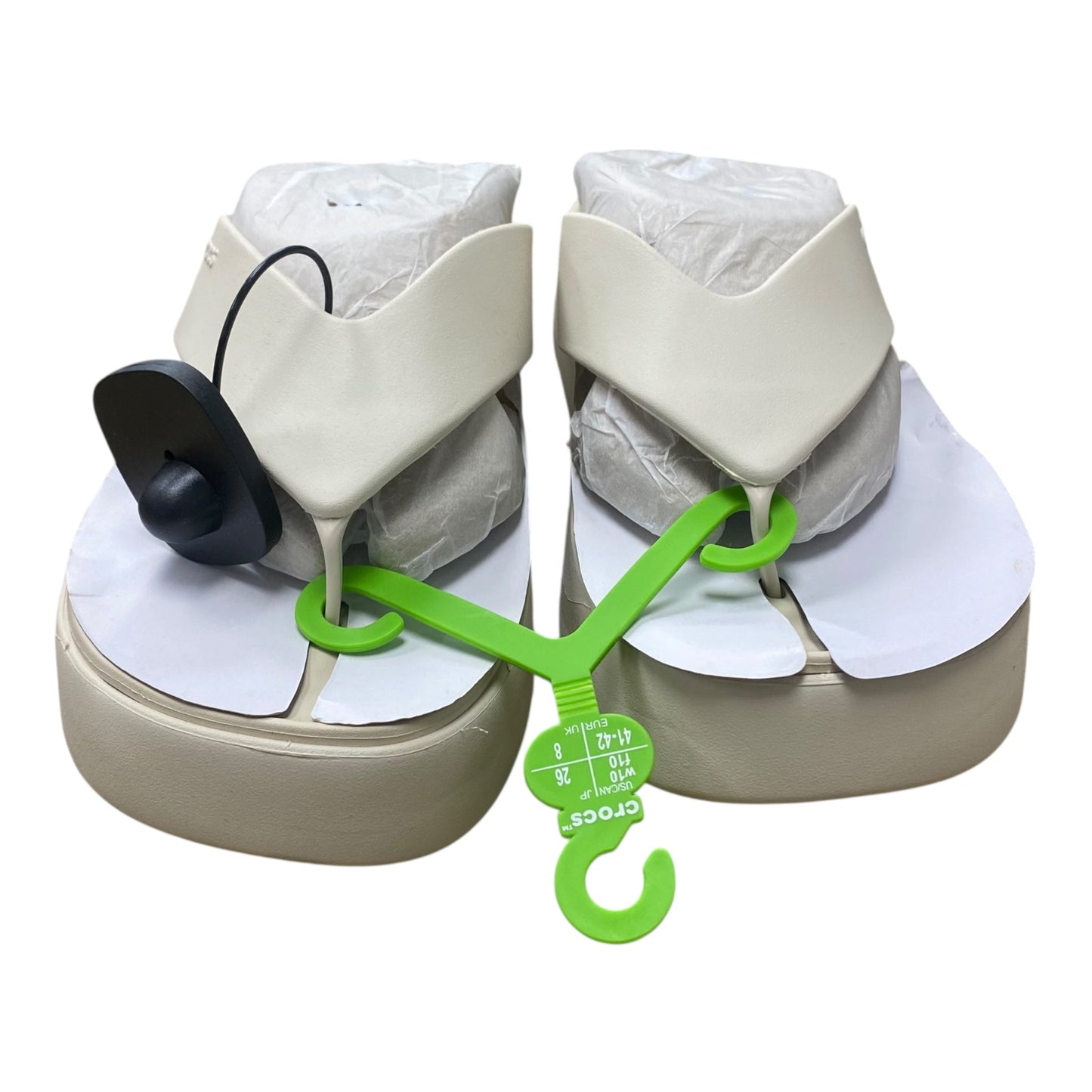 Sandals Flats By Crocs In Ivory, Size:10