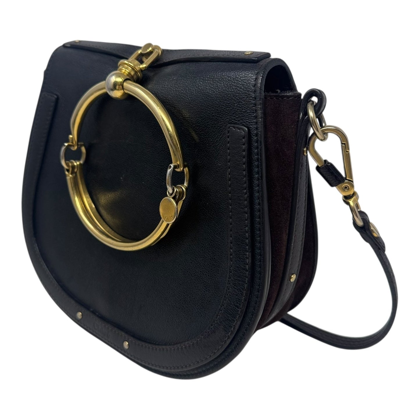 Nile Leather & Suede Bracelet Crossbody Handbag Luxury Designer By Chloe, Size: Small