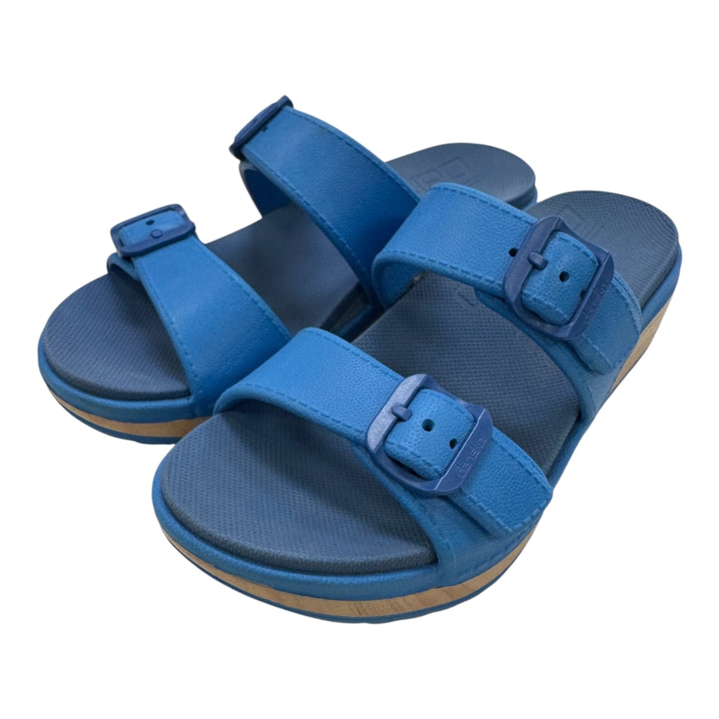 Sandals Heels Platform By Dansko In Blue & Tan, Size: