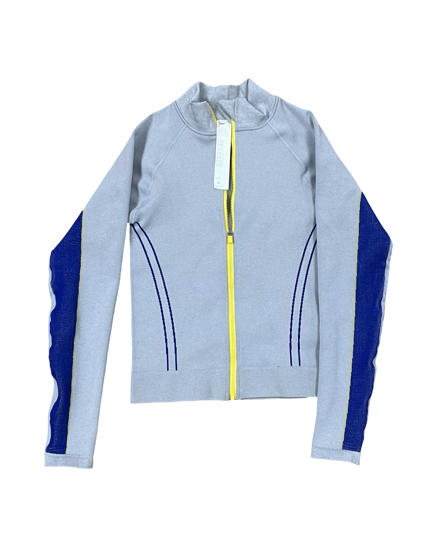 Athletic Jacket By Fabletics In Grey & Yellow, Size:S