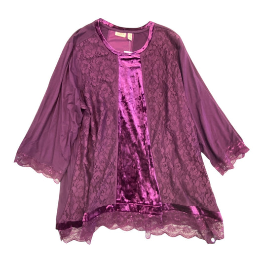 Top 3/4 Sleeve By Logo In Purple, Size:2X