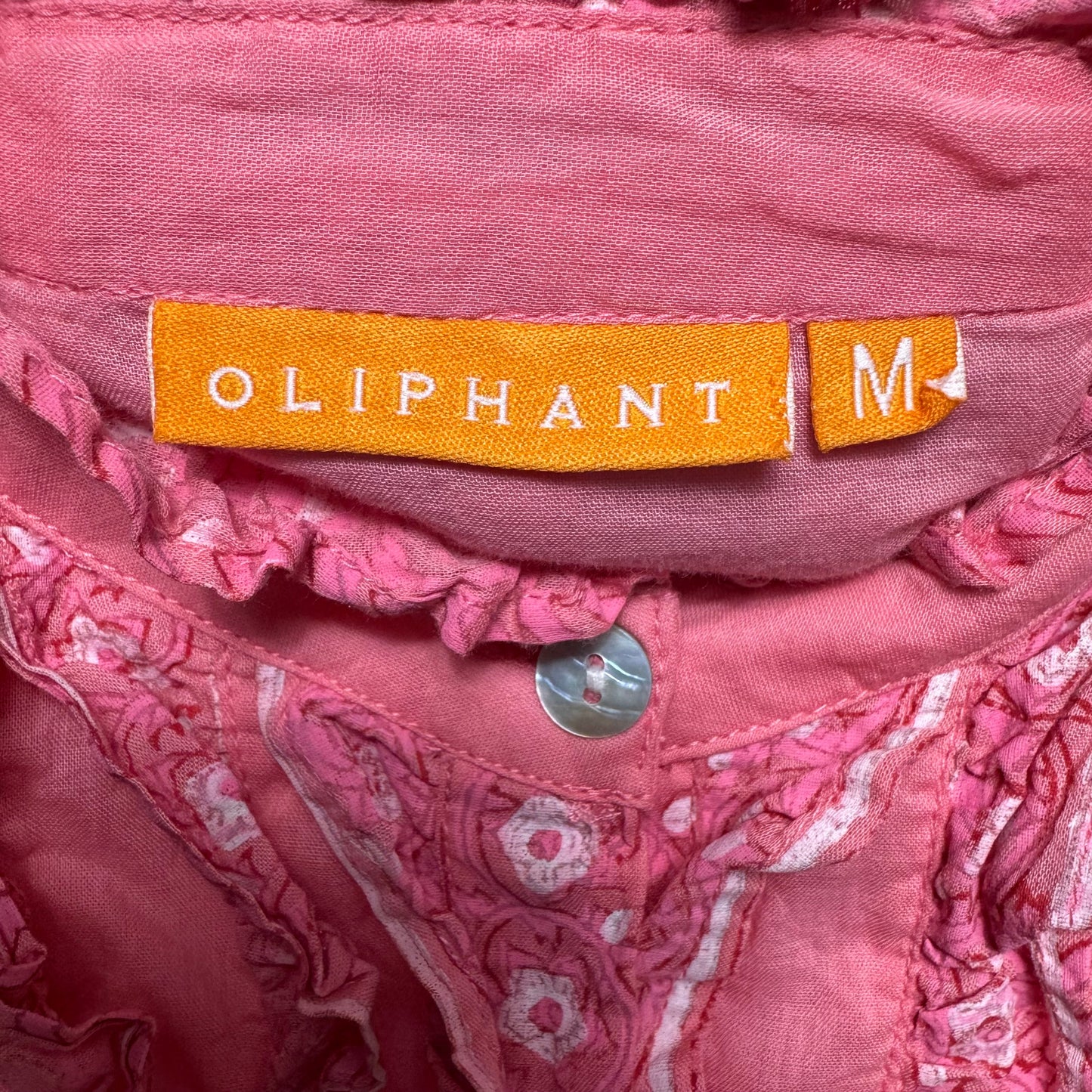 Ruffle Front Blouse By Oliphant In Pink, Size: M