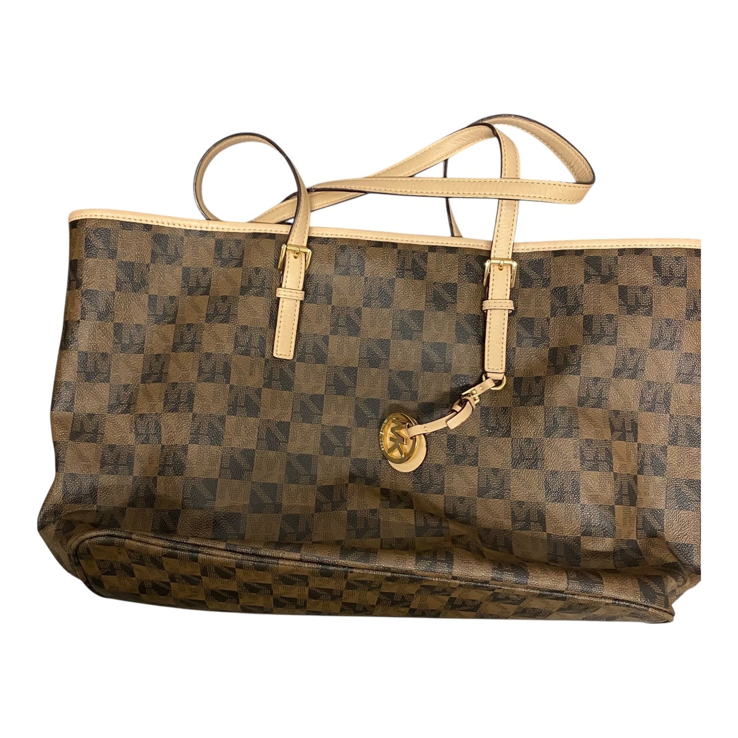 Tote Designer By Michael Kors In Brown, Size:Large