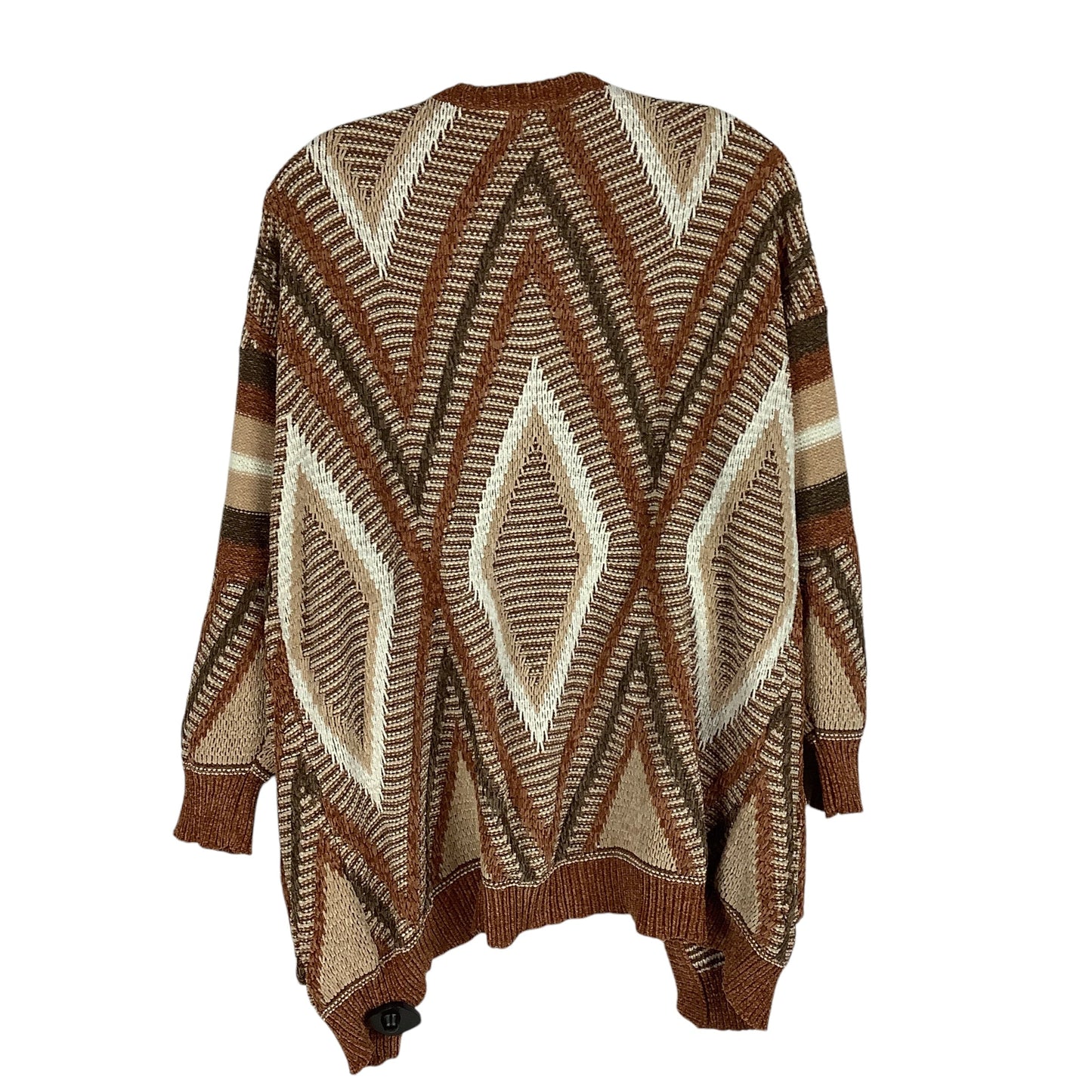 Sweater Cardigan By Bke In Orange & Tan, Size: M