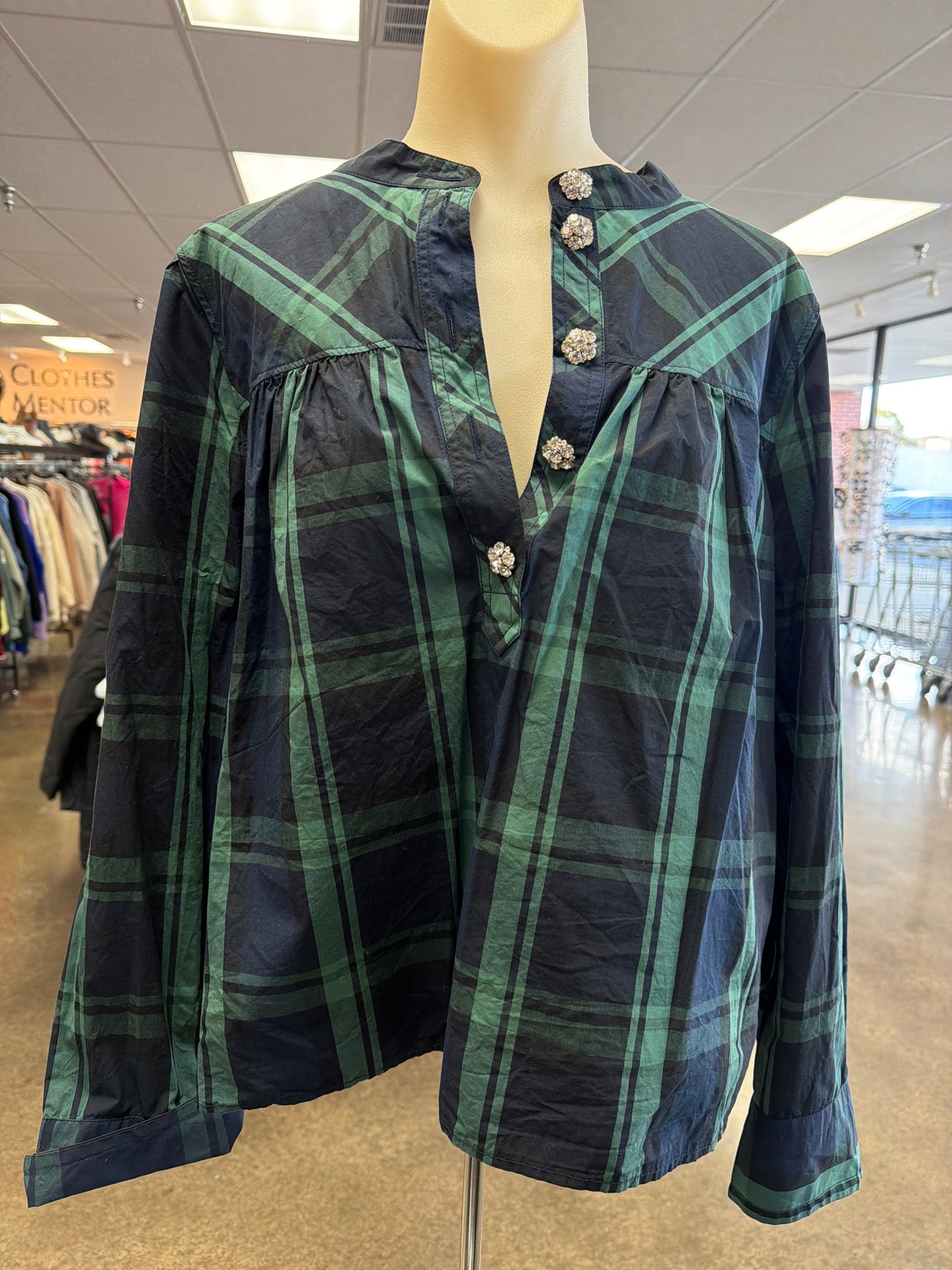 Top Ls By J. Crew In Plaid Pattern, Size:Xl