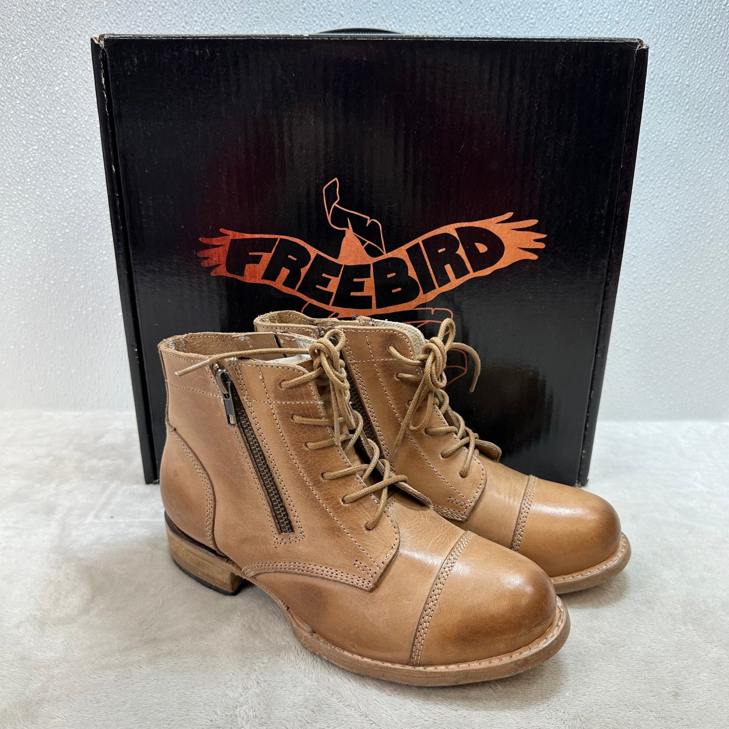 Boots Ankle Heels By Freebird In Tan, Size: 8
