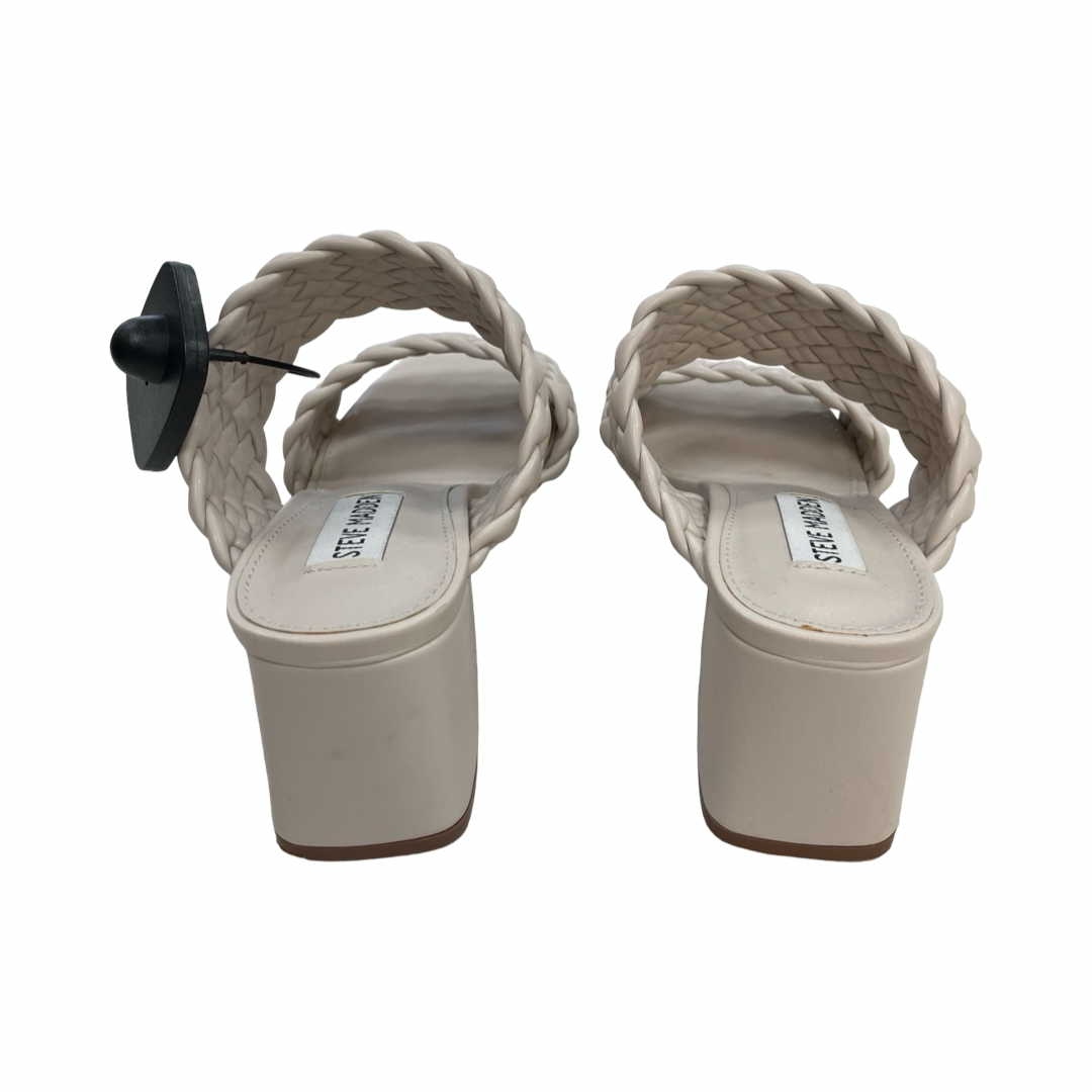 Sandals Heels Block By Steve Madden In Cream, Size:6