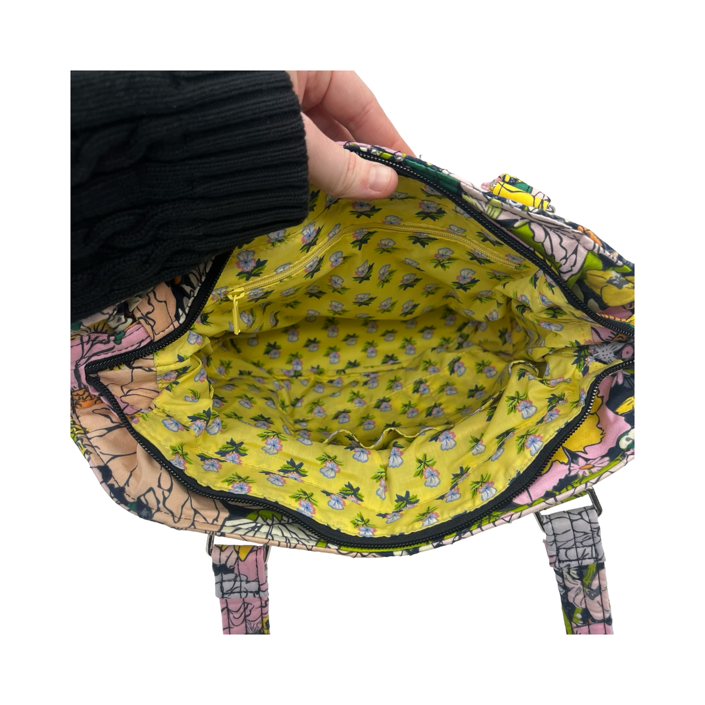 Handbag By Vera Bradley In Green & Pink, Size:Medium