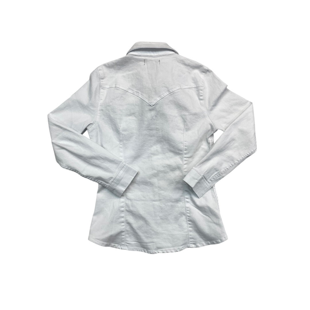 Top Ls By True Religion In White Denim, Size:Sp