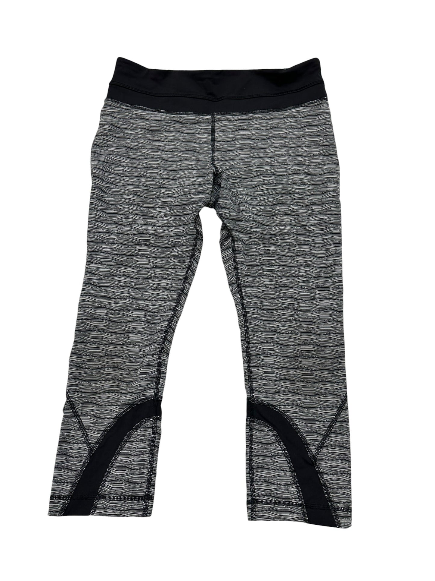 Athletic Leggings By Lululemon In Grey & White, Size:8