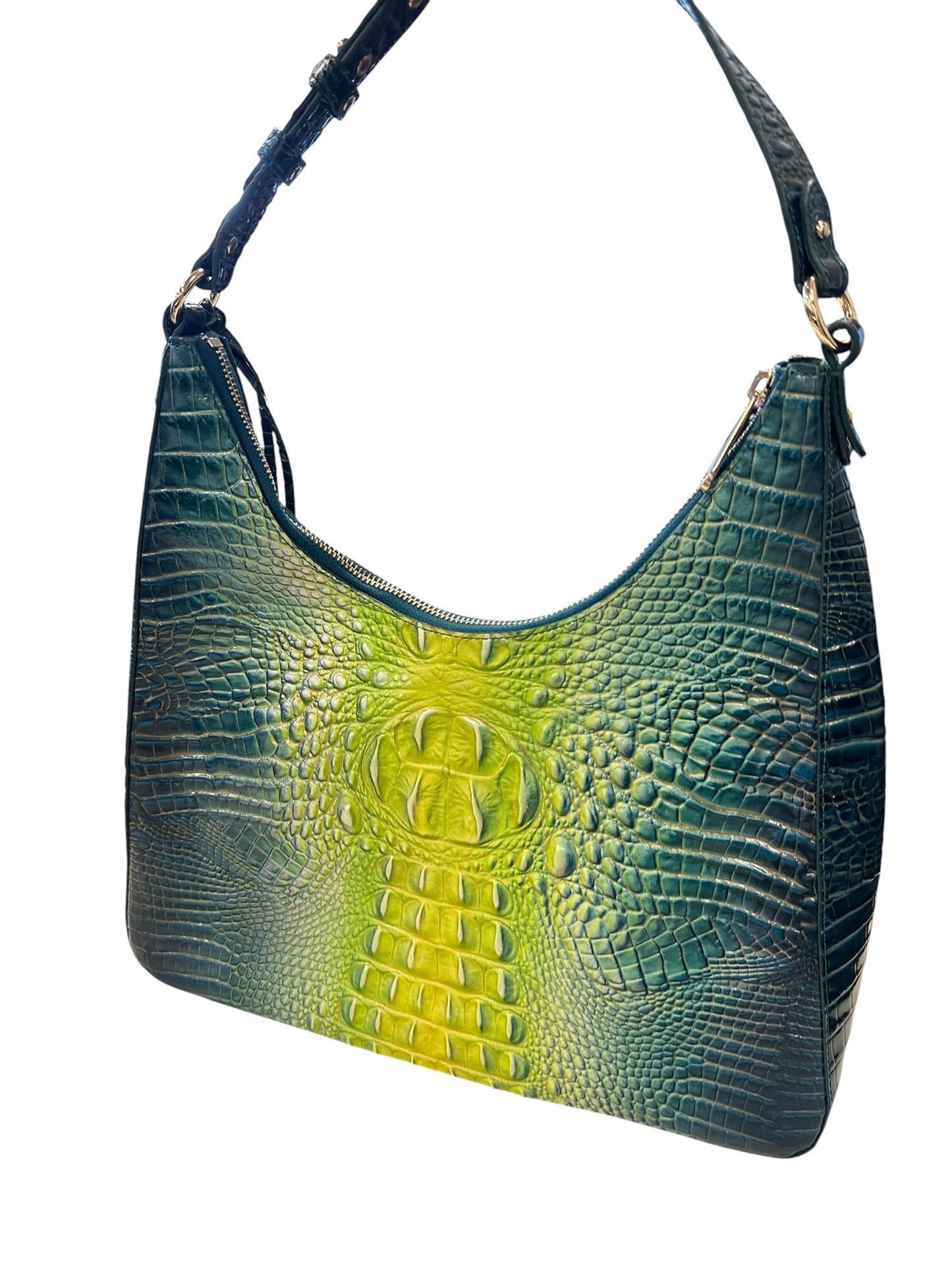 Handbag Designer By Brahmin In Green & Yellow, Size:Large