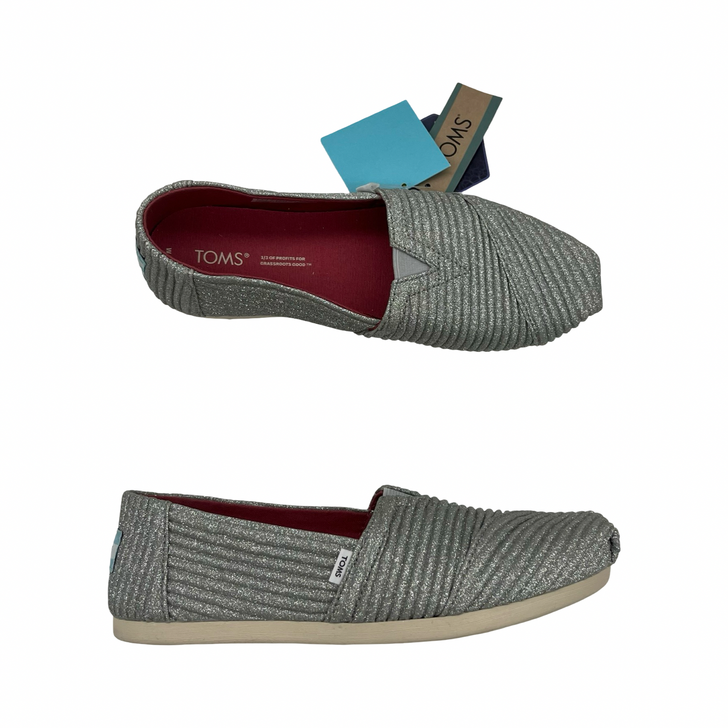 Shoes Flats By Toms In Silver, Size:6