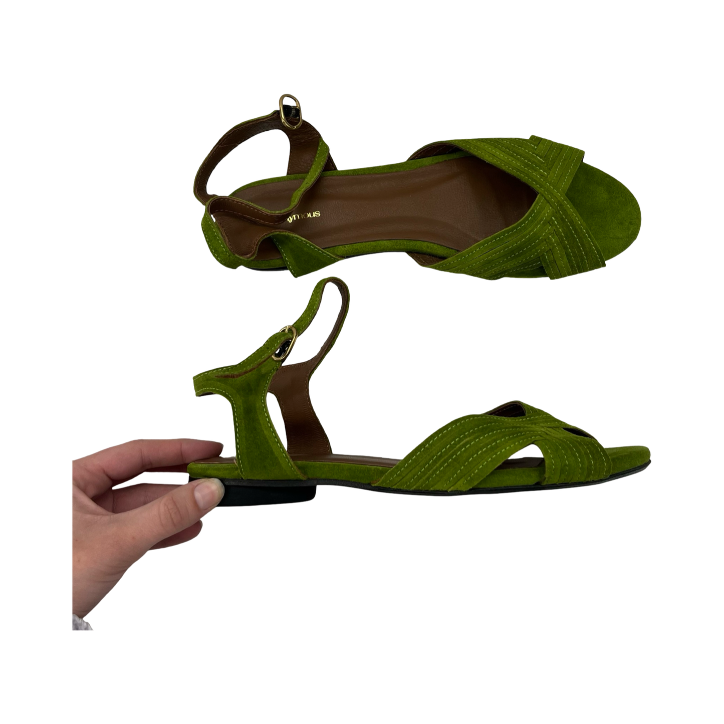 Sandals Flats By Cma In Green, Size:9.5