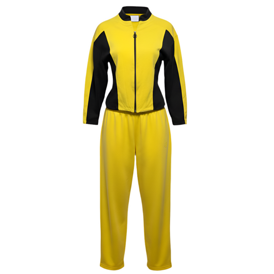 Athletic Tracksuit Set 2pc By St John Sport In Black & Yellow, Size: S