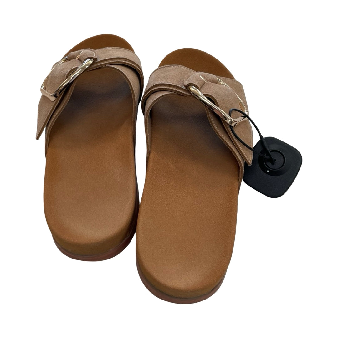 Sandals Flats By Clothes Mentor In Tan, Size:6.5