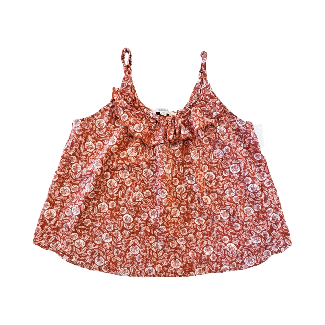 Top Sleeveless By Loft In Orange & White, Size:M