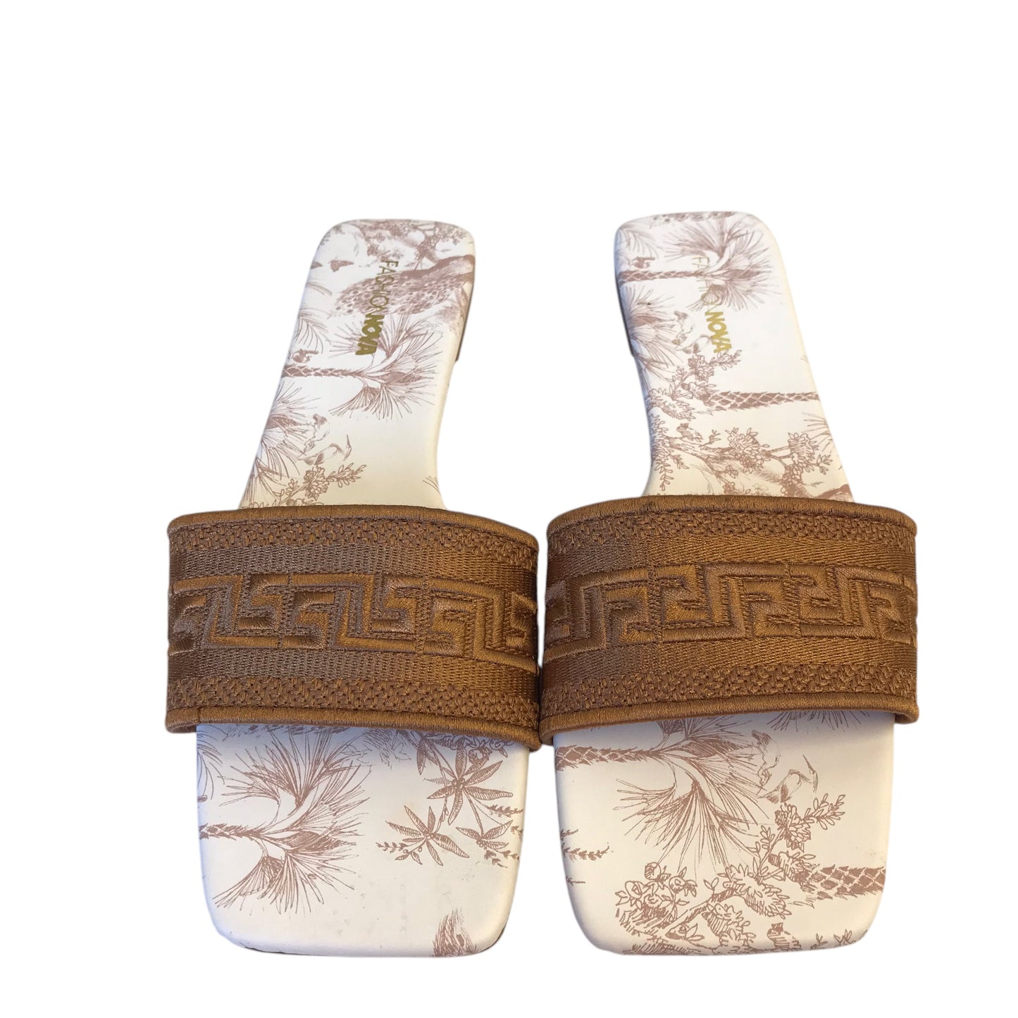 Sandals Flats By Fashion Nova In Brown, Size:11