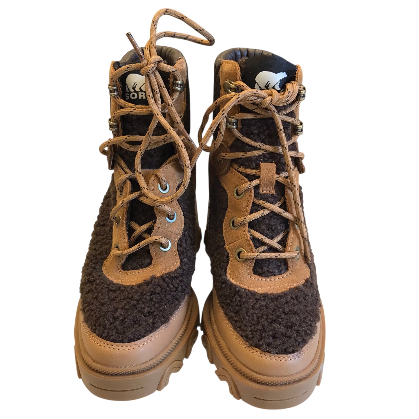 Boots Ankle Heels By Sorel In Brown & Tan, Size:5.5