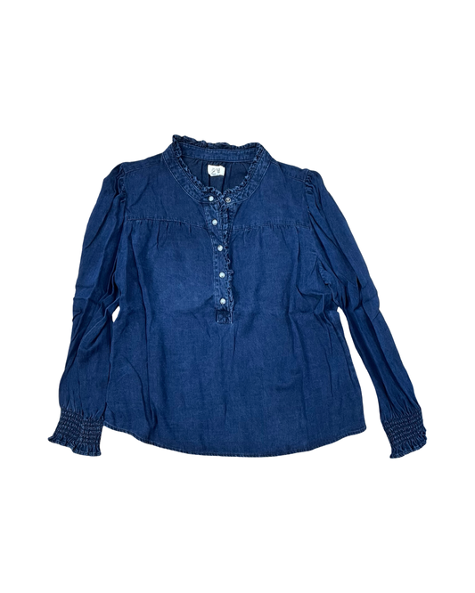 Blouse Ls By Ana In Blue Denim, Size:L