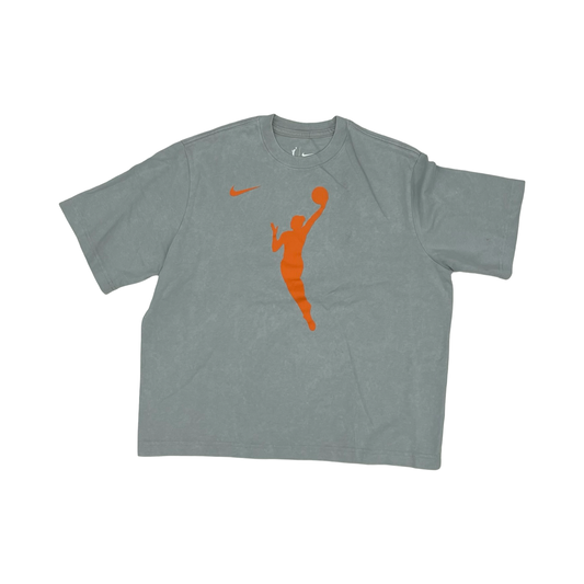 Athletic Top Ss By Nike Apparel In Grey & Orange, Size:S