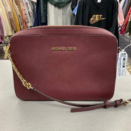 Crossbody Designer By Michael Kors In Burgundy, Size:Small