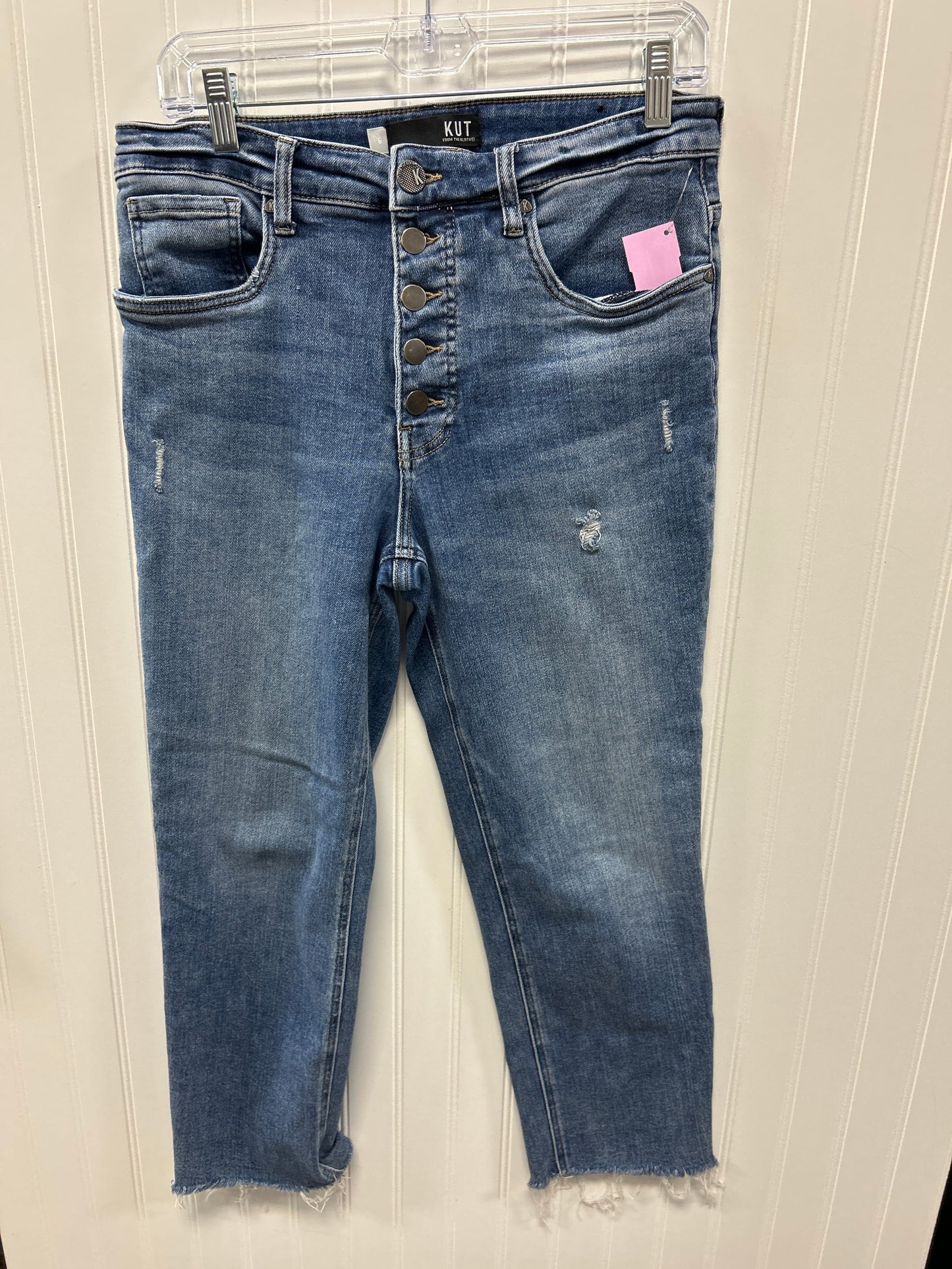 Jeans Straight By Kut In Blue Denim, Size:6