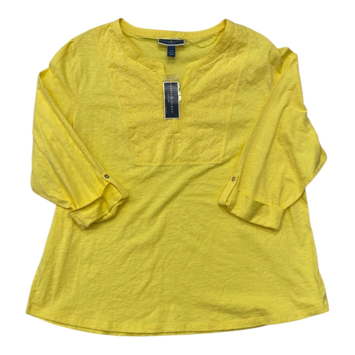 Top Ls By Karen Scott In Yellow, Size:3X