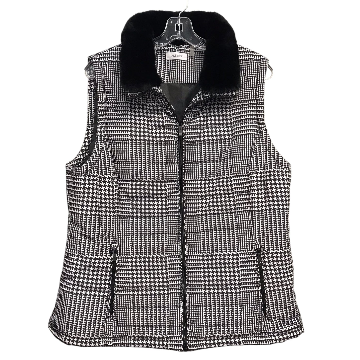 Vest Puffer & Quilted By Calvin Klein In Checkered Pattern, Size:Xl