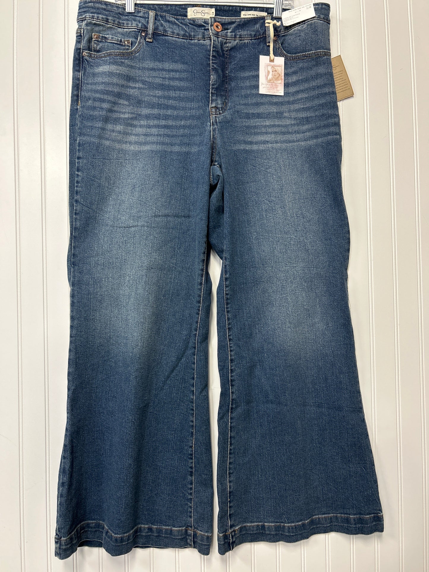 Jeans Wide Leg By Jessica Simpson In Blue Denim, Size:16