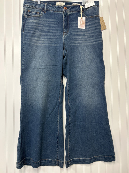 Jeans Wide Leg By Jessica Simpson In Blue Denim, Size:16