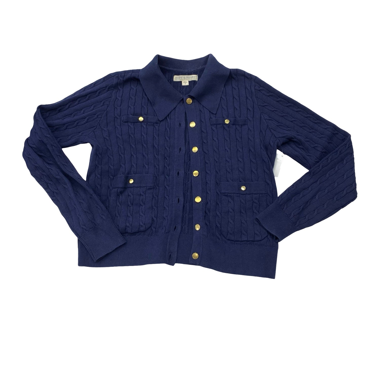 Sweater Cardigan By Hope & Henry In Navy, Size:S