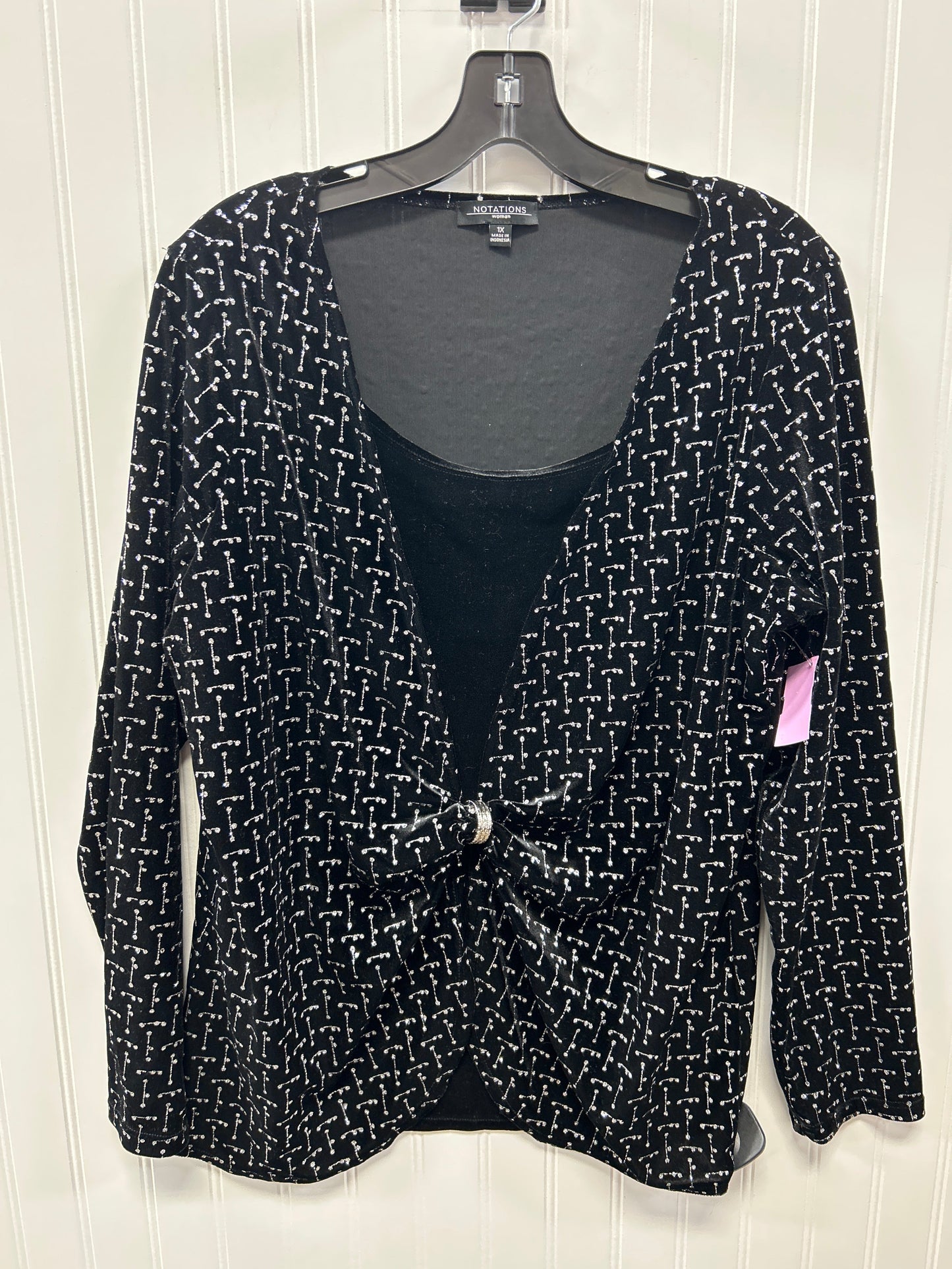 Top Ls By Notations In Black, Size:1X