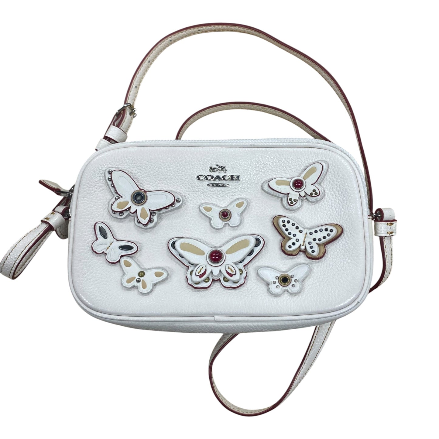 Crossbody Designer By Coach In Cream, Size:Small