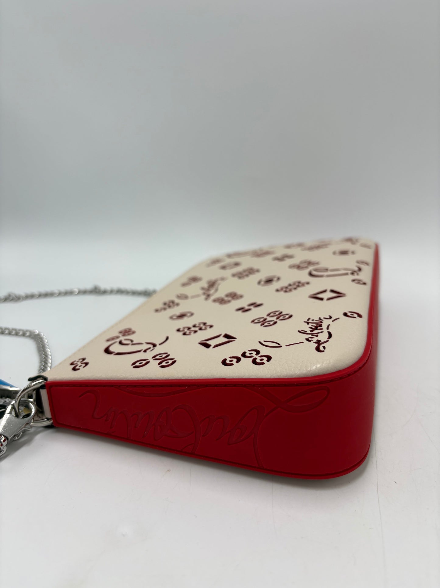 Christian Louboutin Calfskin Loubila Luxury Chain Clutch Handbag