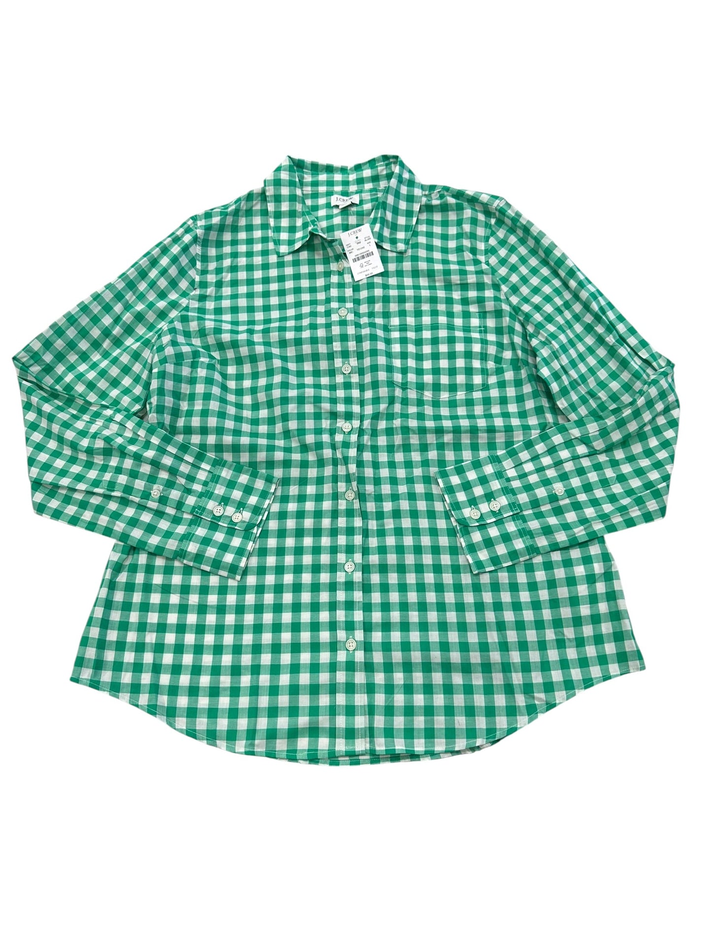 Top Ls By J. Crew In Green & White, Size:L